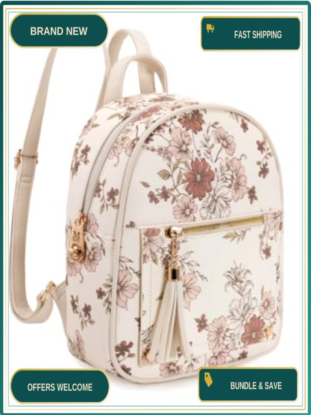Faux Leather Mini Backpack Purse Anti Theft Secured Zipper Tassel